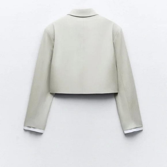 ZARA PATCH POCKET CROPPED BLAZER - Picture 4 of 4